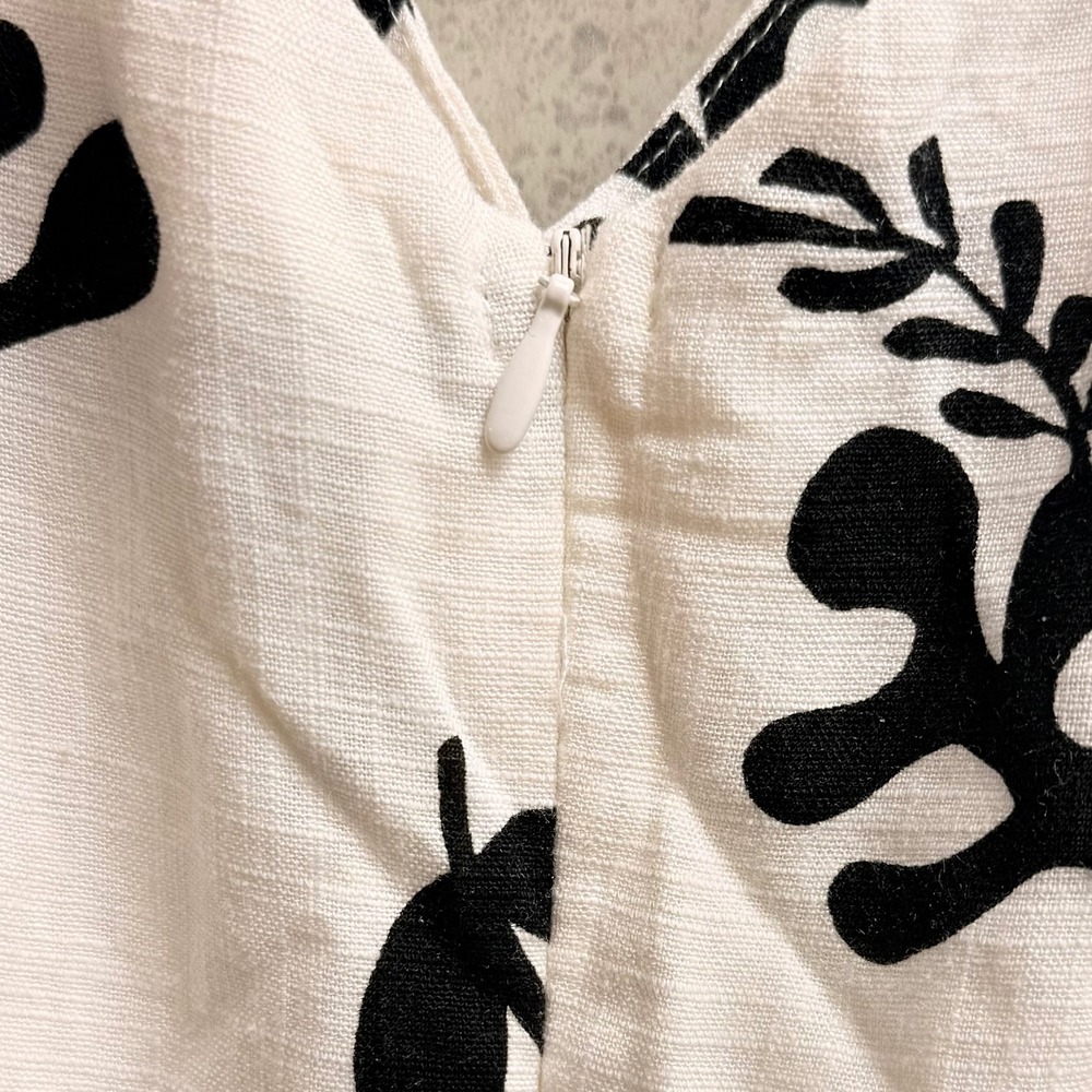 Paper Heart M White Black Floral Strappy Sleeveless Maxi Rayon Linen Sundress - Picture 10 of 11